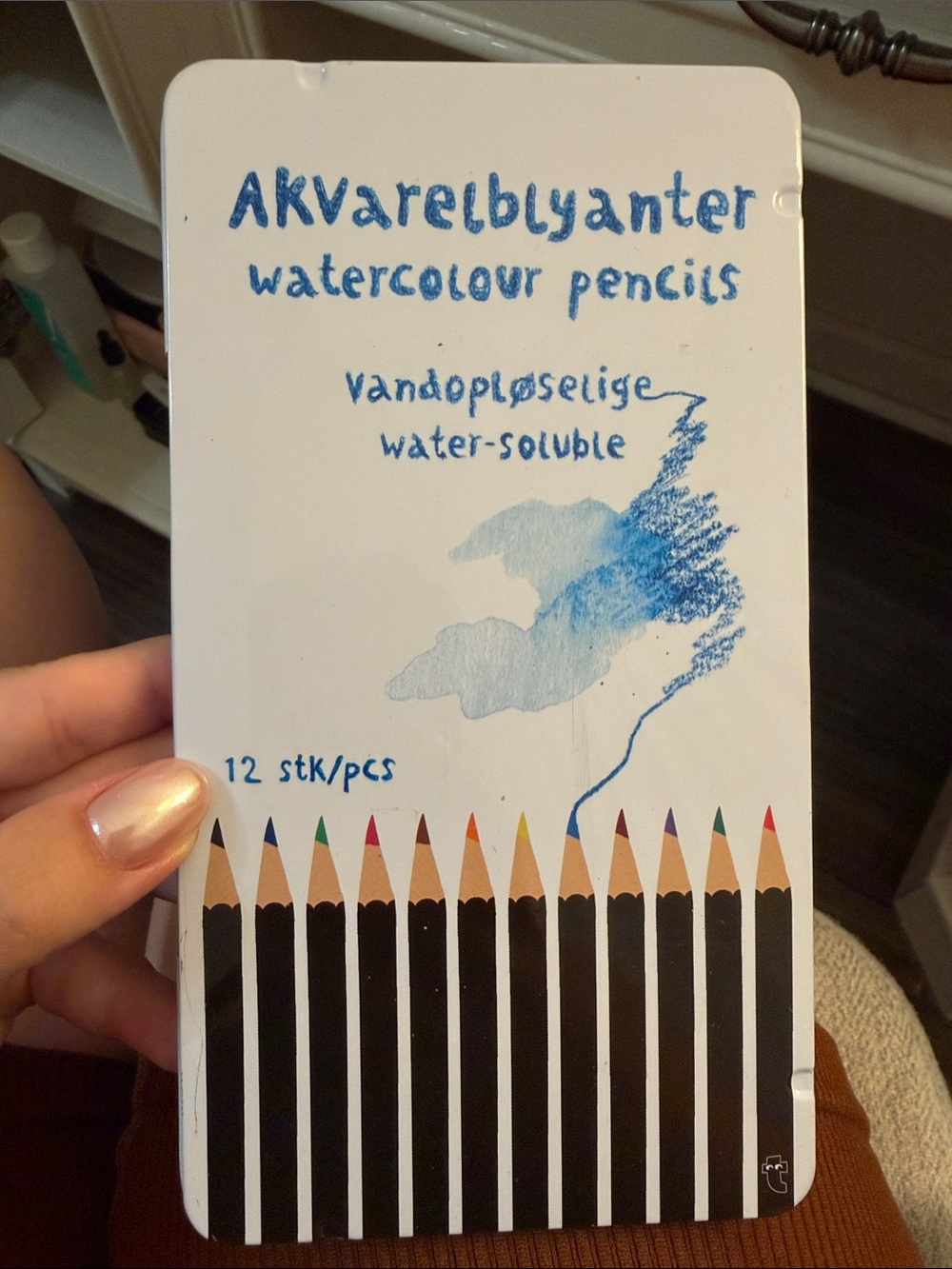 Watercolour Pencils - Blue Artwork Tin (12 pcs)